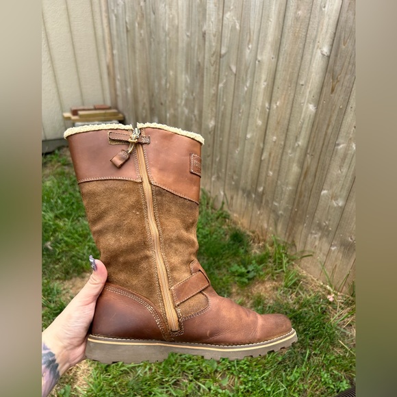 TIMBERLAND WOMENS BETHEL BROWN LEATHER SIDE ZIP EARTH KEEPER BOOTS SZ 6.5 - Picture 6 of 16